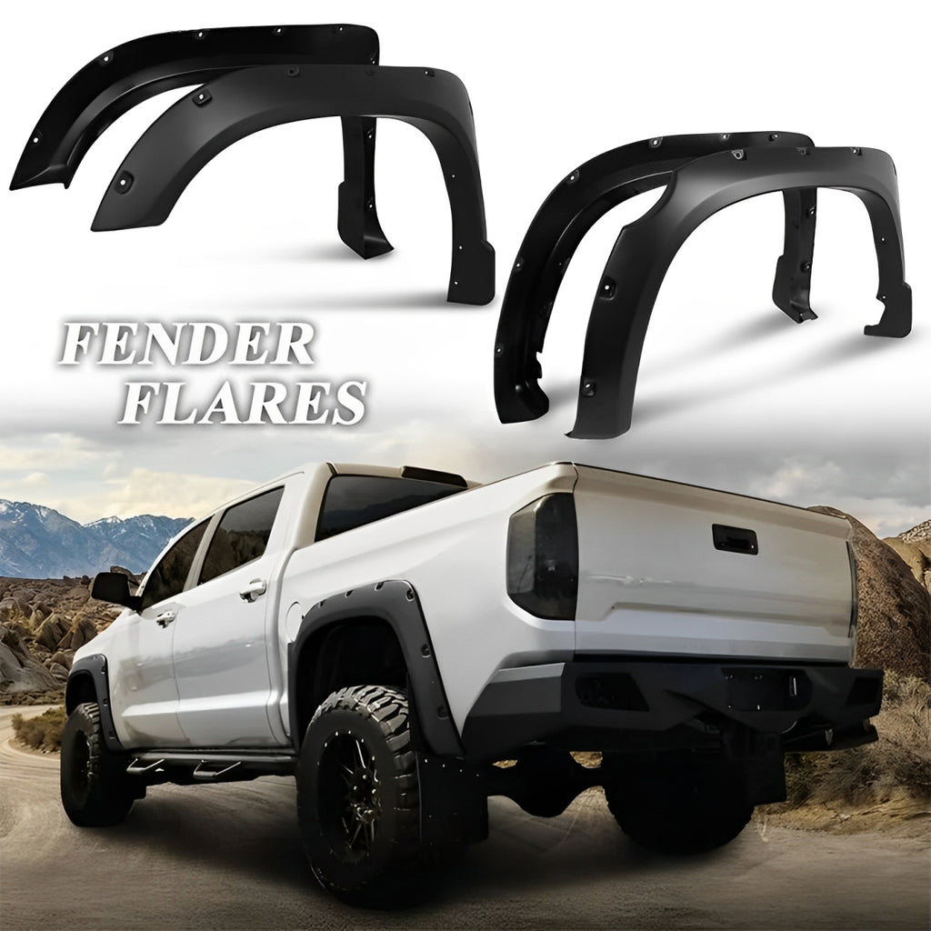 Fender Flares for 2007-2025 Toyota Tundra, Pocket-Riveted Style ABS Thermo Plastic, Matte Black