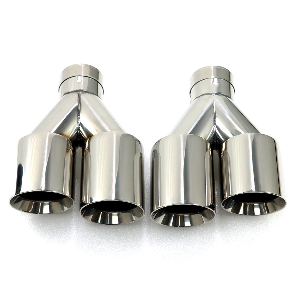 Custom Chrome Dual Slant-Cut Stainless Steel Exhaust Tip – 10" Long Universal Bolt-On Pickup Exhaust Pipe