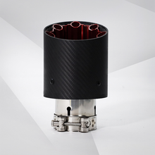 Load image into Gallery viewer, Universal Carbon Fiber Red Polygonal Aluminum Alloy Exhaust Tail Throat