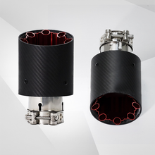 Load image into Gallery viewer, Universal Carbon Fiber Red Polygonal Aluminum Alloy Exhaust Tail Throat