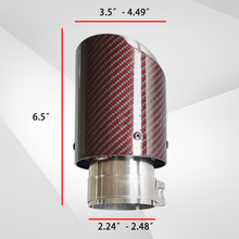 Load image into Gallery viewer, 4" Red Carbon Fiber Exhaust Tip – Universal Fit, 3.5″–4.5″ Size Options | Modified Car Upgrade