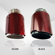 Load image into Gallery viewer, 4" Red Carbon Fiber Exhaust Tip – Universal Fit, 3.5″–4.5″ Size Options | Modified Car Upgrade