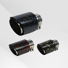 Load image into Gallery viewer, Universal Carbon Fiber Forged Pattern Exhaust Tip - Multicolor Stainless Steel Tailpipe Upgrade