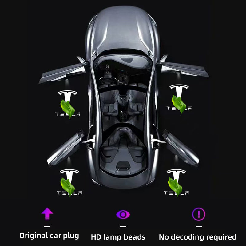 Car Door Lights for Tesla Model 3/Y/X/S Logo Projector,LED Welcome Lights