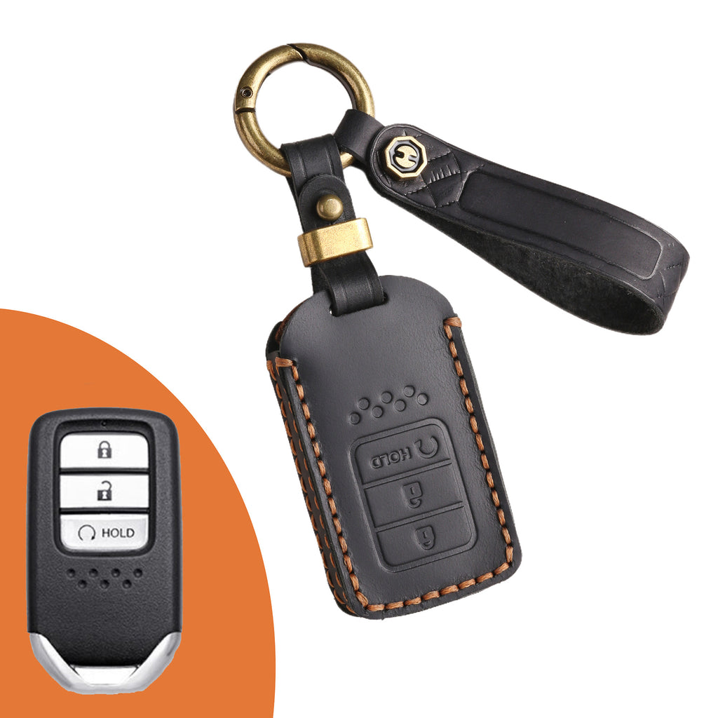 Genuine Leather Key Fob Cover for Honda Civic, Accord, Pilot, CR-V, HR-V, Insight, Odyssey
