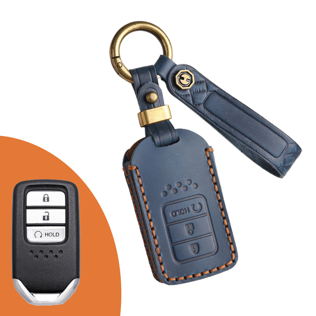 Genuine Leather Key Fob Cover for Honda Civic, Accord, Pilot, CR-V, HR-V, Insight, Odyssey