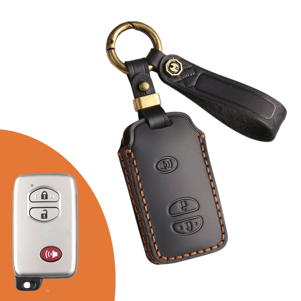 Genuine Leather Key Fob Cover for Toyota Tundra, Sequoia, Sienna, Camry, Corolla, Highlander, Prius Prime, RAV4 Prime, C-HR