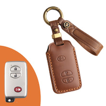 Load image into Gallery viewer, Genuine Leather Key Fob Cover for Toyota Tundra, Sequoia, Sienna, Camry, Corolla, Highlander, Prius Prime, RAV4 Prime, C-HR