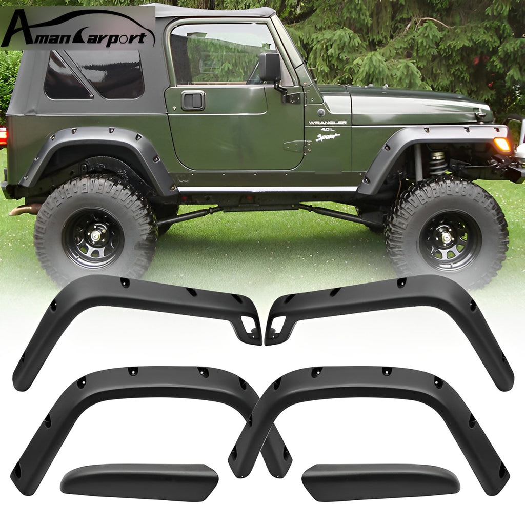 Fender Flares Compatible for 1997-2006 Jeep Wrangler TJ & LJ Off-Road Front & Rear Wheel Flares 4 PCS Set