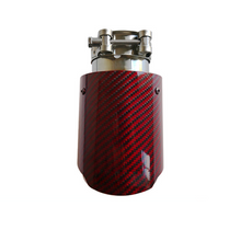 Load image into Gallery viewer, 4" Red Carbon Fiber Exhaust Tip – Universal Fit, 3.5″–4.5″ Size Options | Modified Car Upgrade