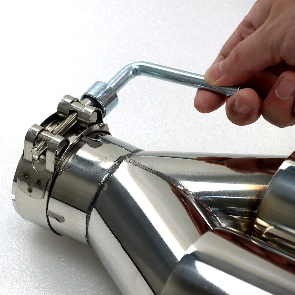 Custom Chrome Dual Slant-Cut Stainless Steel Exhaust Tip – 10" Long Universal Bolt-On Pickup Exhaust Pipe