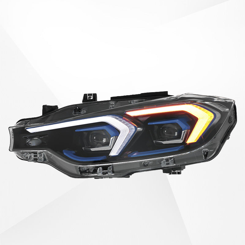 Applicable to 2013-2018 BMW 3 Series F30 LED Headlight Assembly Upgrade Version, Blue Frame Lens, Streamer Turn Signal