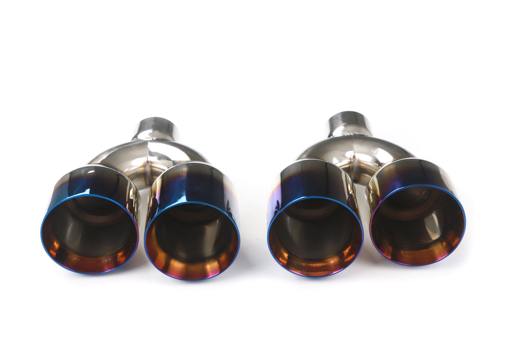Dual Slant-Cut Stainless Steel Exhaust Tip – 10" Long Blue, Black, Silver Universal Bolt-On Exhaust Pipe