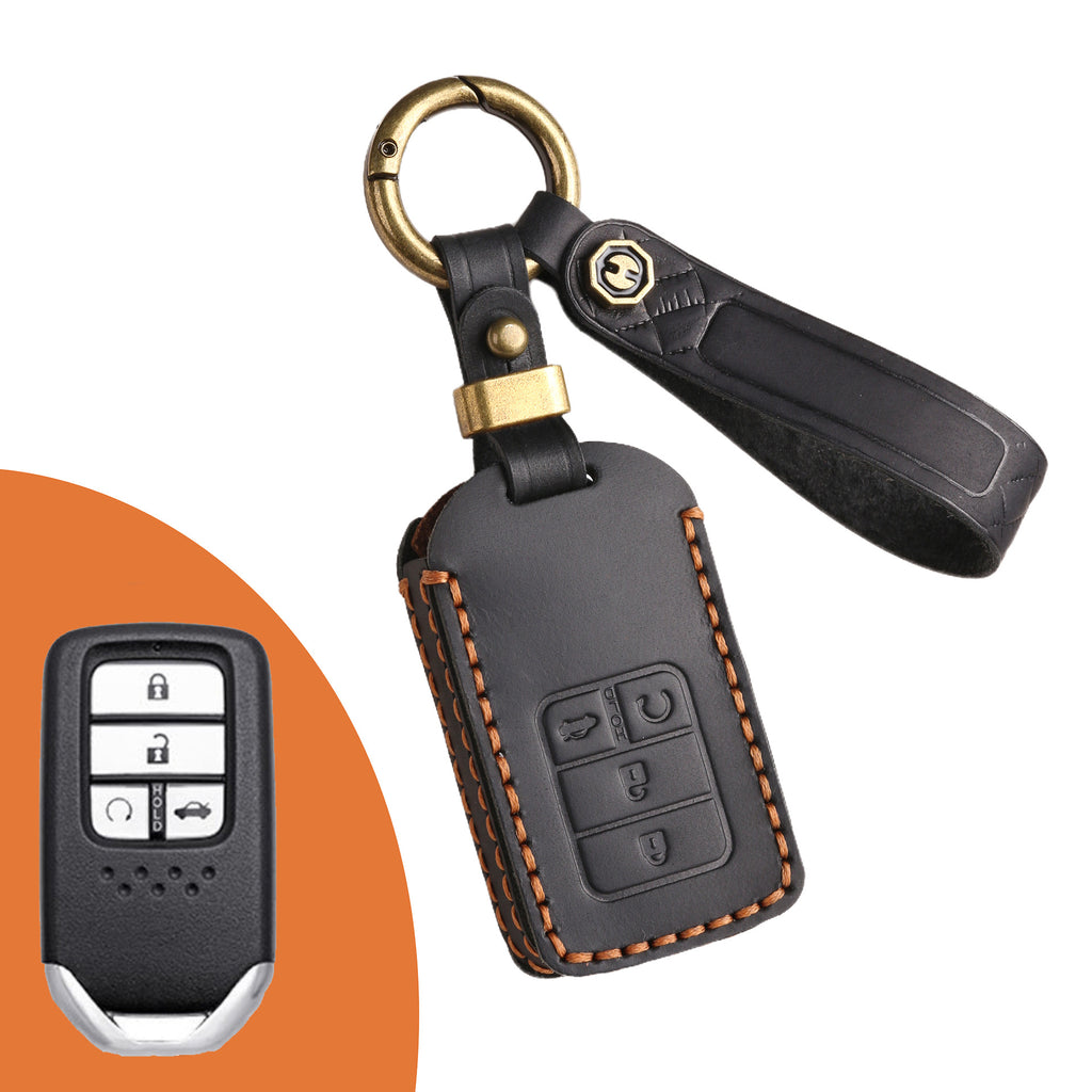 Genuine Leather Key Fob Cover for Honda Civic, Accord, Pilot, CR-V, HR-V, Insight, Odyssey