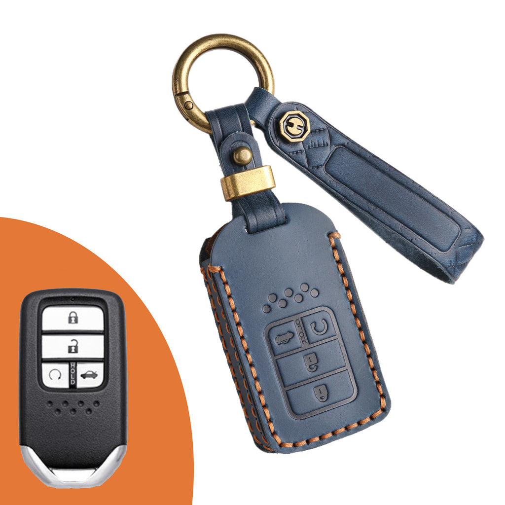 Genuine Leather Key Fob Cover for Honda Civic, Accord, Pilot, CR-V, HR-V, Insight, Odyssey