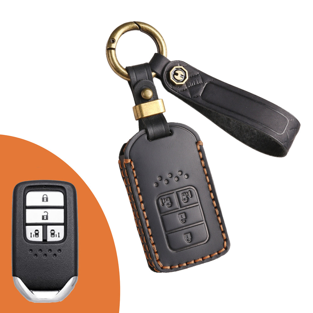 Genuine Leather Key Fob Cover for Honda Civic, Accord, Pilot, CR-V, HR-V, Insight, Odyssey