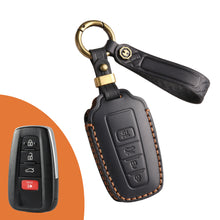 Load image into Gallery viewer, Genuine Leather Key Fob Cover for Toyota Tundra, Sequoia, Sienna, Camry, Corolla, Highlander, Prius Prime, RAV4 Prime, C-HR