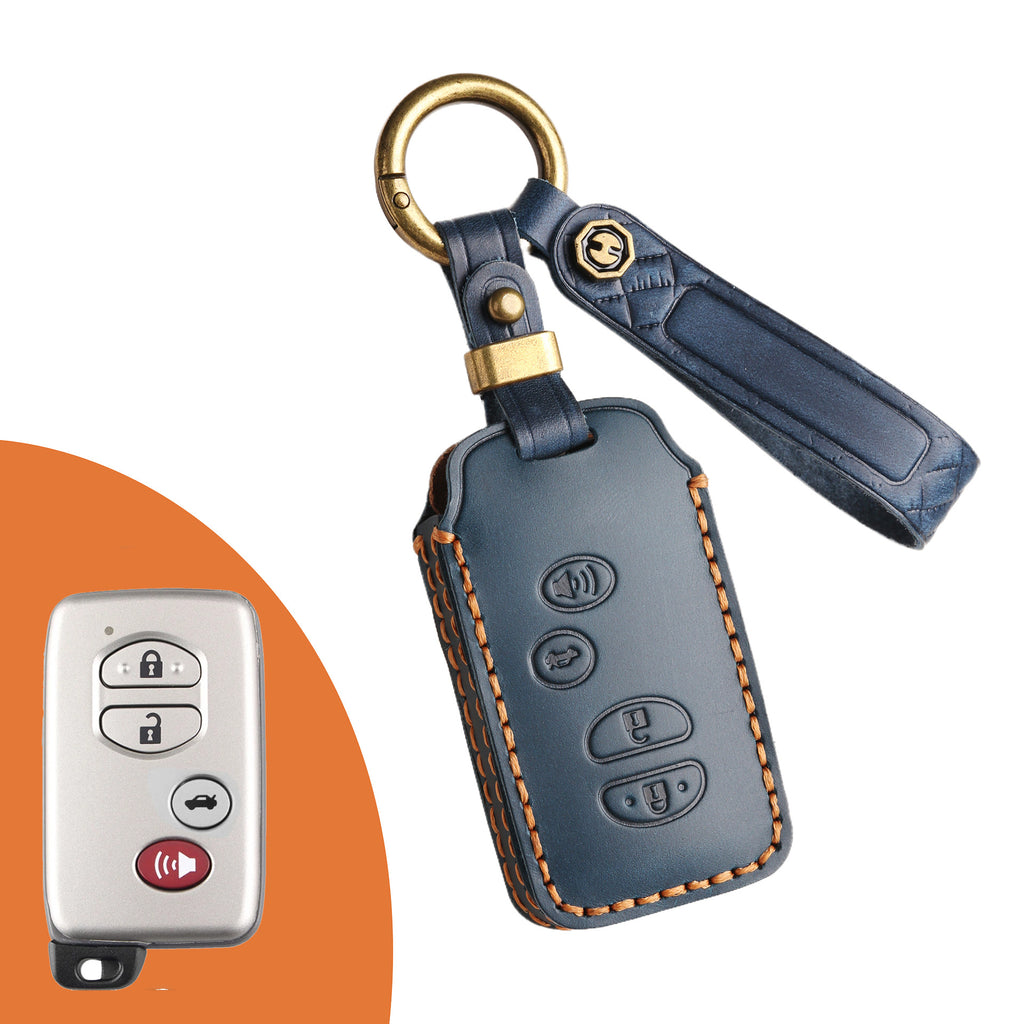 Genuine Leather Key Fob Cover for Toyota Tundra, Sequoia, Sienna, Camry, Corolla, Highlander, Prius Prime, RAV4 Prime, C-HR
