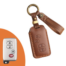 Load image into Gallery viewer, Genuine Leather Key Fob Cover for Toyota Tundra, Sequoia, Sienna, Camry, Corolla, Highlander, Prius Prime, RAV4 Prime, C-HR