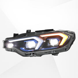Applicable to 2013-2018 BMW 3 Series F30 LED Headlight Assembly Upgrade Version, Blue Frame Lens, Streamer Turn Signal