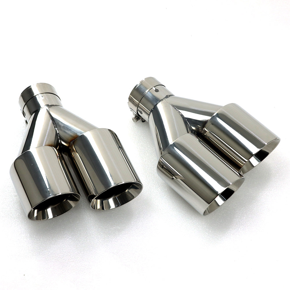 Custom Chrome Dual Slant-Cut Stainless Steel Exhaust Tip – 10" Long Universal Bolt-On Pickup Exhaust Pipe