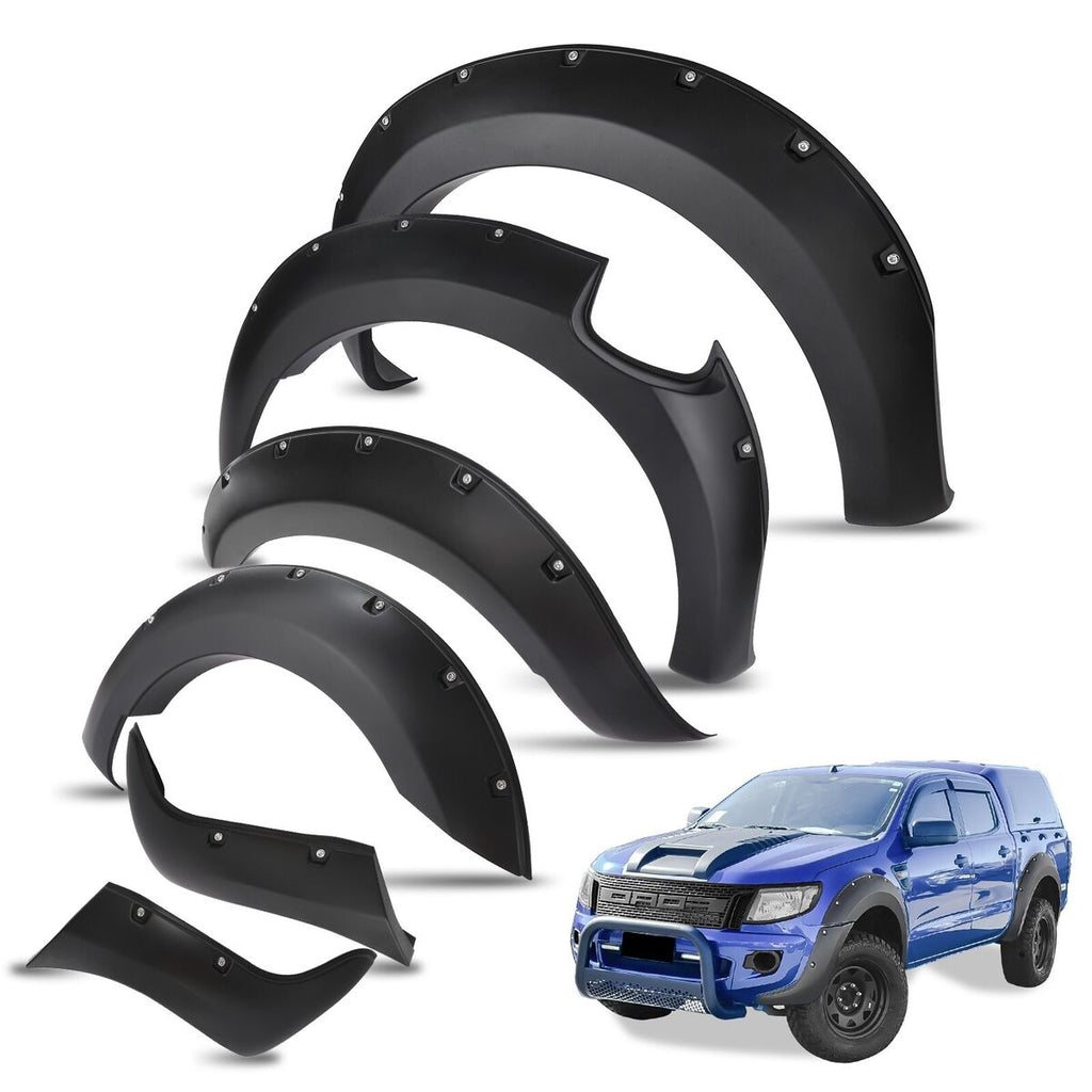 Matte Black LED Fender Flares for 2015-2025 Ford Ranger T7, T8, T9 – Modified Fender Arch Protector, Mudguard, and Body Kit