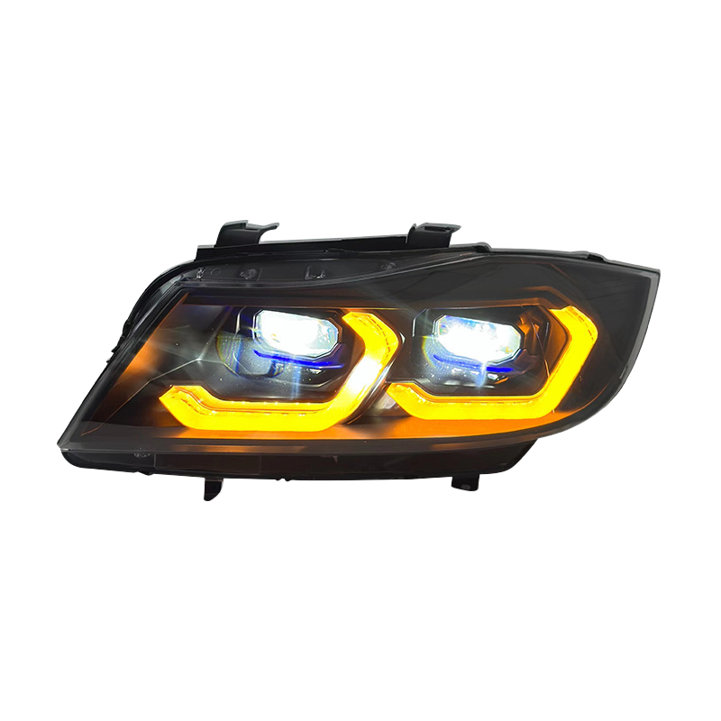 Laser Style LED Headlights for 2005–2012 BMW E90/E91 3 Series – Dual Projector with Amber/White DRL