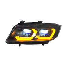 Load image into Gallery viewer, Laser Style LED Headlights for 2005–2012 BMW E90/E91 3 Series – Dual Projector with Amber/White DRL