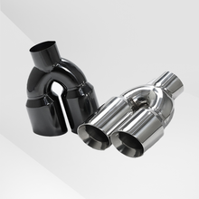 Load image into Gallery viewer, Dual Slant-Cut Stainless Steel Exhaust Tip – 3" Inlet, 8.27" Outlet, 12" Long Universal Bolt-On Exhaust Pipe