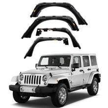 Load image into Gallery viewer, Front & Rear Fender Flares Kit for 2007-2018 Jeep Wrangler JK - Set of 4 with LED Lights