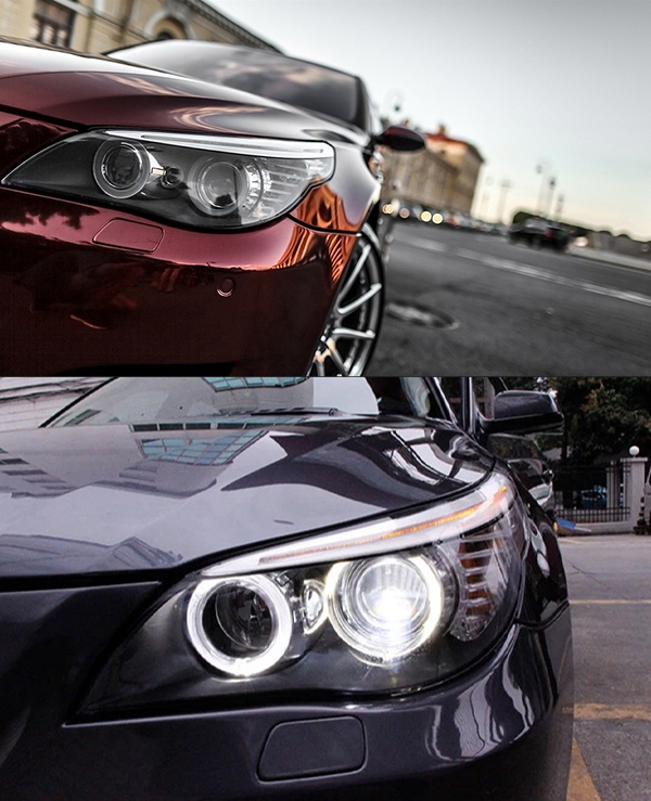 Headlights for BMW 5 Series E60 (2003–2010), Angel Eye Projector Lens Modified Headlamp Assembly