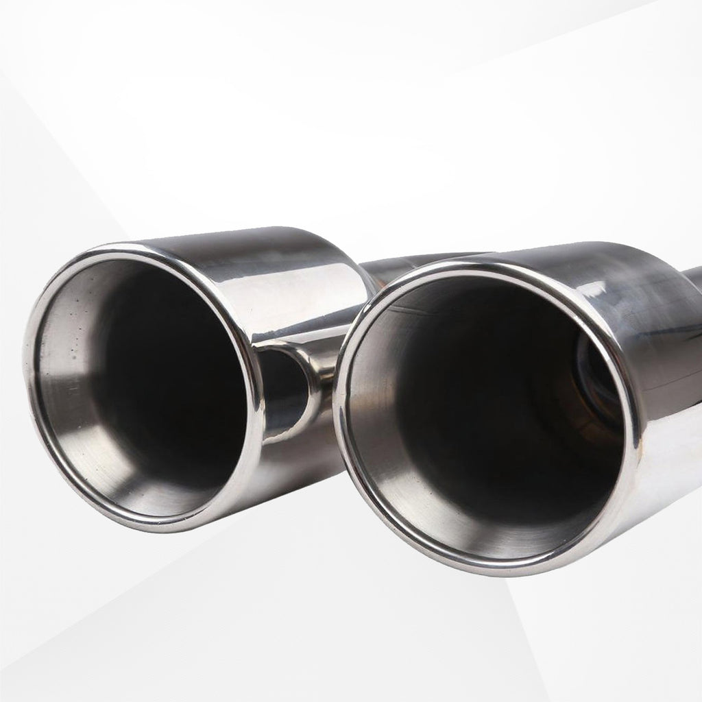 Dual 2.5" Inlet to Quad 4" Outlet H-type Exhaust Tips – Dual Wall, Slant Cut, Stainless Steel
