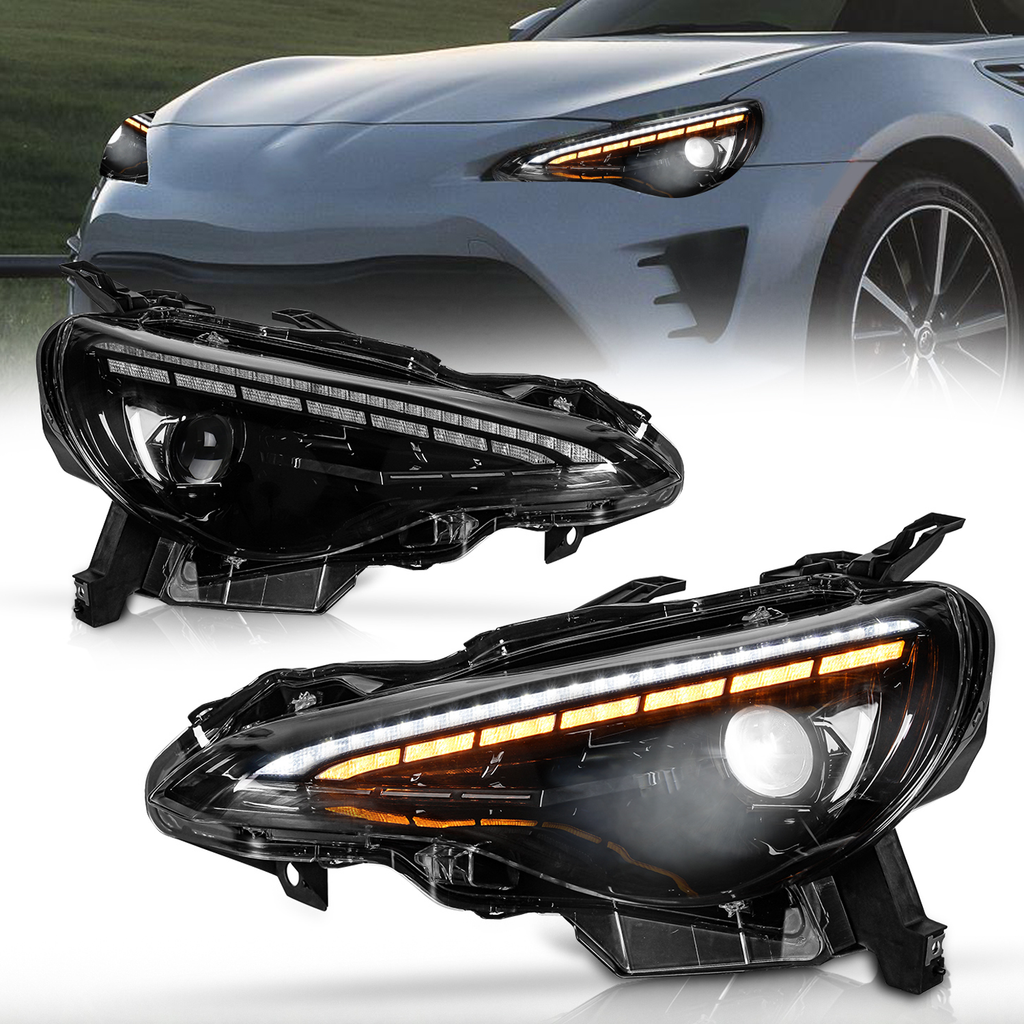 LED Headlights for 2012–2021 Toyota 86, Subaru BRZ, Scion FR-S – RGB DRL, Sequential Turn Signals, Plug & Play Pair