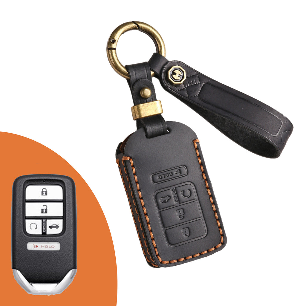 Genuine Leather Key Fob Cover for Honda Civic, Accord, Pilot, CR-V, HR-V, Insight, Odyssey