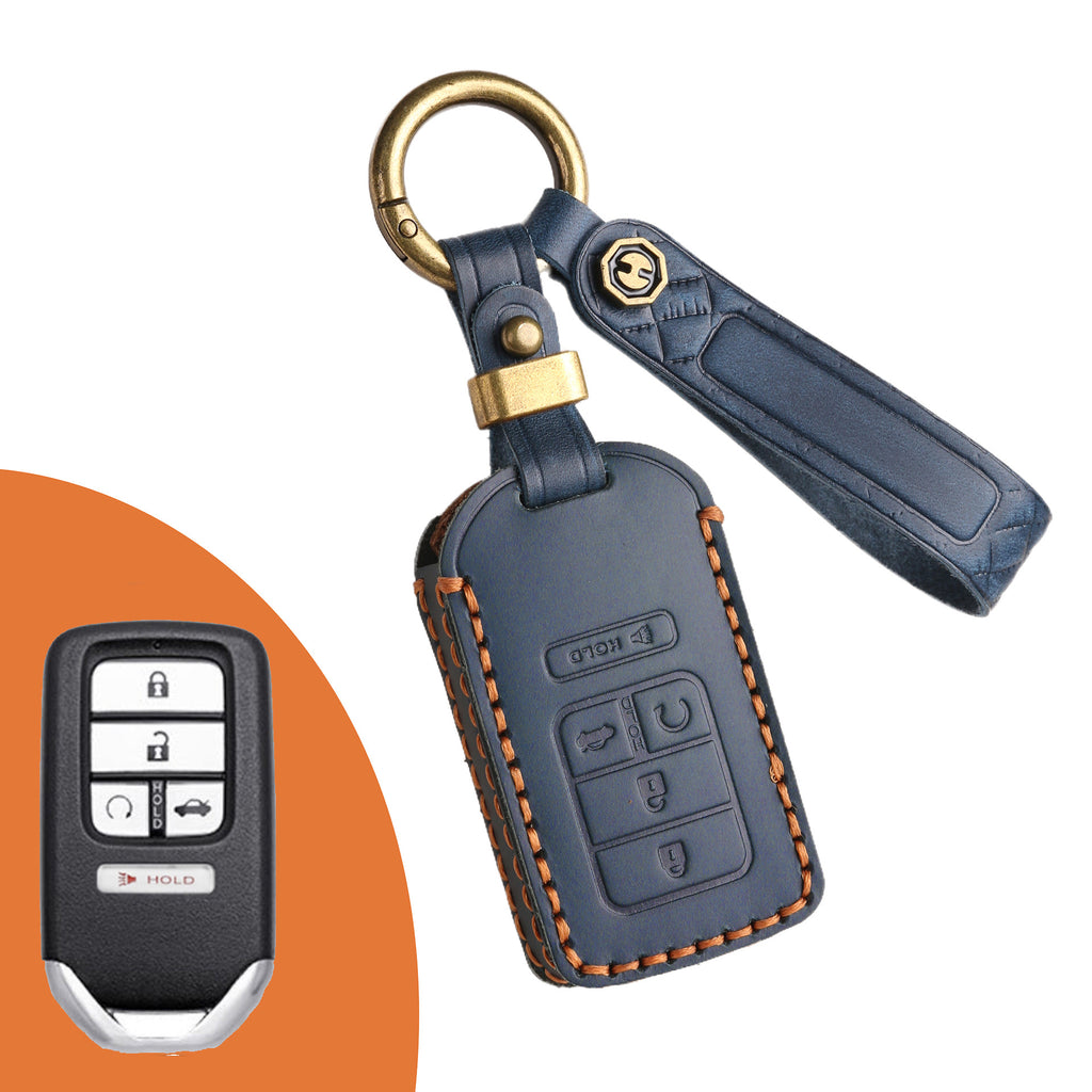 Genuine Leather Key Fob Cover for Honda Civic, Accord, Pilot, CR-V, HR-V, Insight, Odyssey
