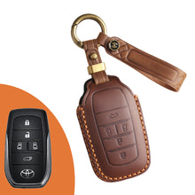 Load image into Gallery viewer, Genuine Leather Key Fob Cover for Toyota Tundra, Sequoia, Sienna, Camry, Corolla, Highlander, Prius Prime, RAV4 Prime, C-HR