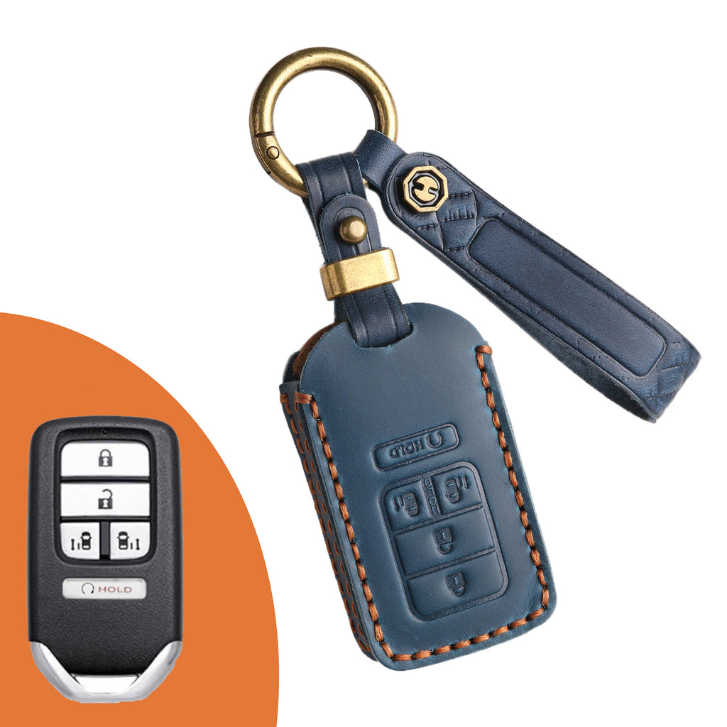 Genuine Leather Key Fob Cover for Honda Civic, Accord, Pilot, CR-V, HR-V, Insight, Odyssey