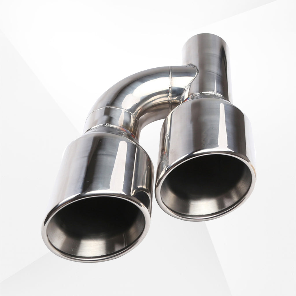 Dual 2.5" Inlet to Quad 4" Outlet H-type Exhaust Tips – Dual Wall, Slant Cut, Stainless Steel