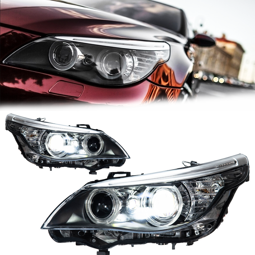 Headlights for BMW 5 Series E60 (2003–2010), Angel Eye Projector Lens Modified Headlamp Assembly