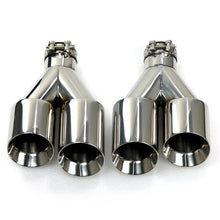 Load image into Gallery viewer, Custom Chrome Dual Slant-Cut Stainless Steel Exhaust Tip – 10" Long Universal Bolt-On Pickup Exhaust Pipe