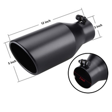 Load image into Gallery viewer, Universal Diesel Truck Angled Black 4 inch Inlet 5 inch Outlet Exhaust Tip Stainless Steel