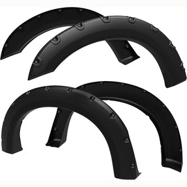 Fender Flares Compatible with 1999-2016 Ford F-250 F-350 Super Duty, Rough Textured Bolt-Riveted Style 4pc