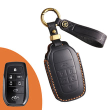 Load image into Gallery viewer, Genuine Leather Key Fob Cover for Toyota Tundra, Sequoia, Sienna, Camry, Corolla, Highlander, Prius Prime, RAV4 Prime, C-HR