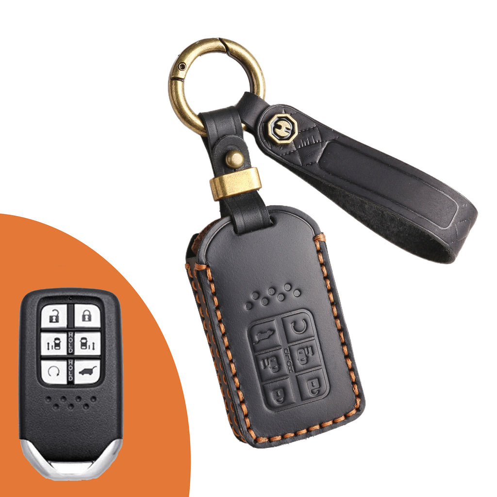Genuine Leather Key Fob Cover for Honda Civic, Accord, Pilot, CR-V, HR-V, Insight, Odyssey