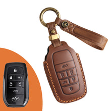Load image into Gallery viewer, Genuine Leather Key Fob Cover for Toyota Tundra, Sequoia, Sienna, Camry, Corolla, Highlander, Prius Prime, RAV4 Prime, C-HR