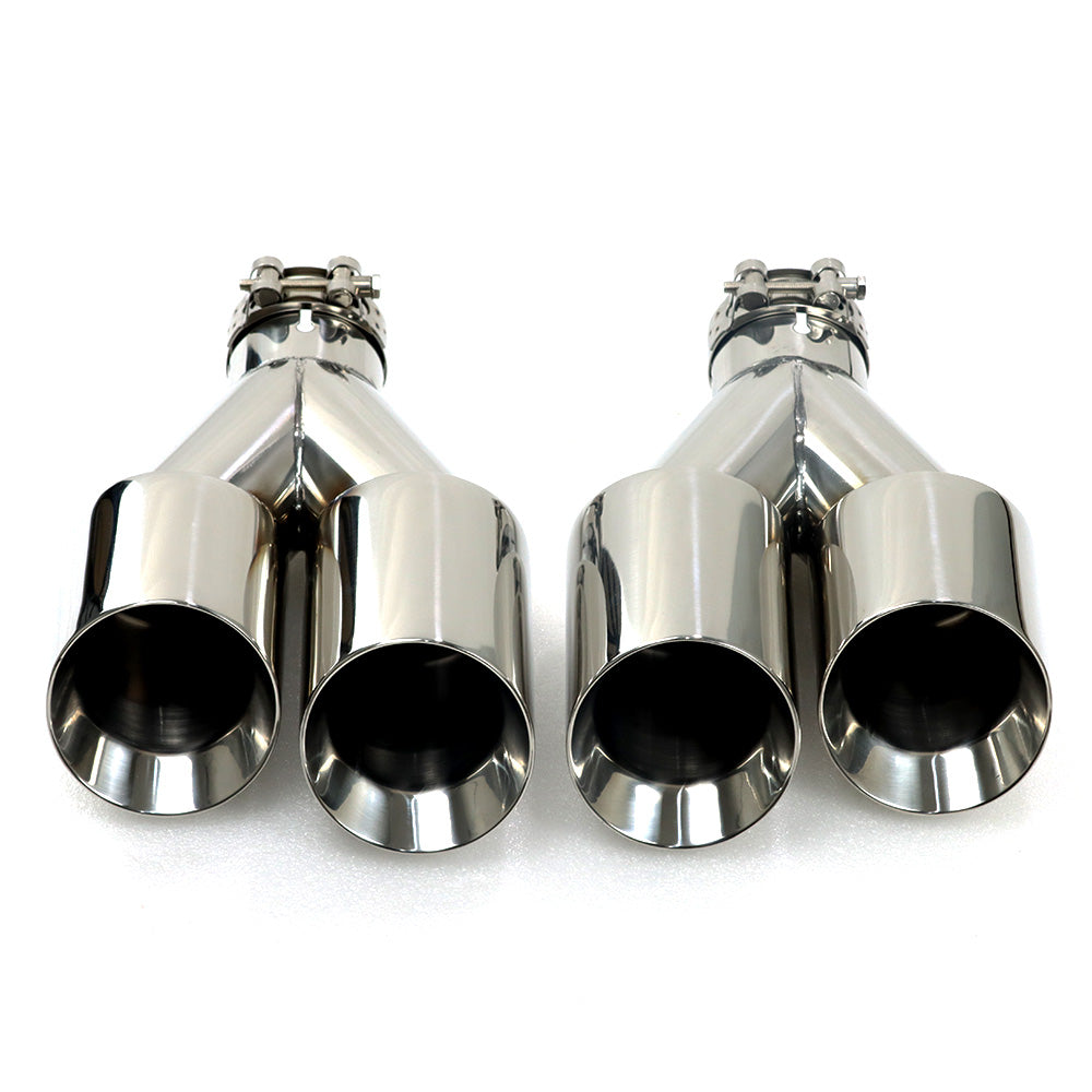 Custom Chrome Dual Slant-Cut Stainless Steel Exhaust Tip – 10" Long Universal Bolt-On Pickup Exhaust Pipe