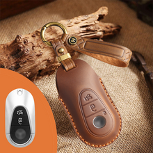 Load image into Gallery viewer, Mercedes-Benz Leather Key Fob Cover with Keychain – Full Protection for AMG, C, E, M, S, CLS, CLA, GLK, GLA, GLC, GLE Smart Key