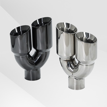Load image into Gallery viewer, Dual Slant-Cut Stainless Steel Exhaust Tip – 3" Inlet, 8.27" Outlet, 12" Long Universal Bolt-On Exhaust Pipe