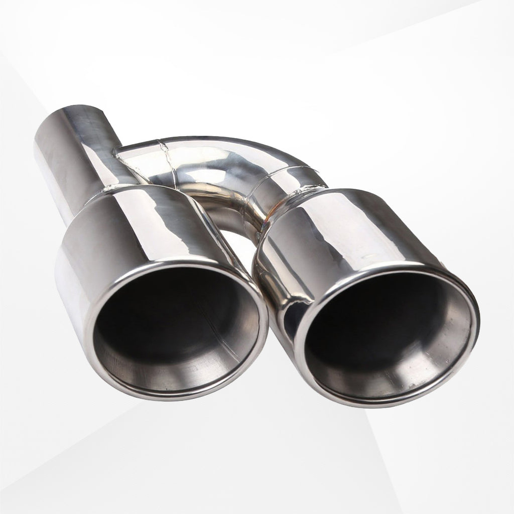 Dual 2.5" Inlet to Quad 4" Outlet H-type Exhaust Tips – Dual Wall, Slant Cut, Stainless Steel