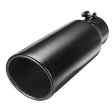 Load image into Gallery viewer, Universal Diesel Truck Angled Black 4 inch Inlet 5 inch Outlet Exhaust Tip Stainless Steel